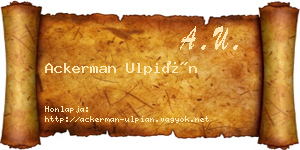 Ackerman Ulpián névjegykártya